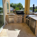 outdoor kitchen near pool