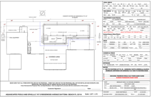 blueprints of planned pool area behind house